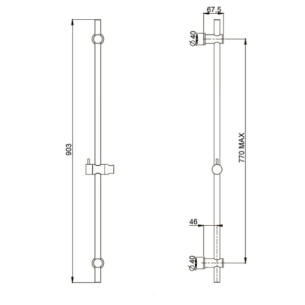 душевая штанга paini 50pz129ttri черная матовая