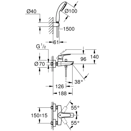 смеситель для ванны grohe eurosmart 33302003