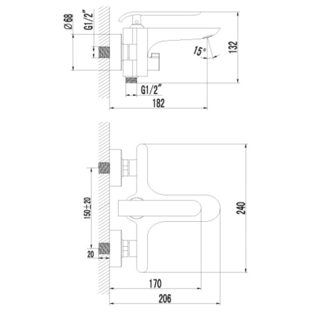 смеситель для ванны с душем lemark melange lm4914cw