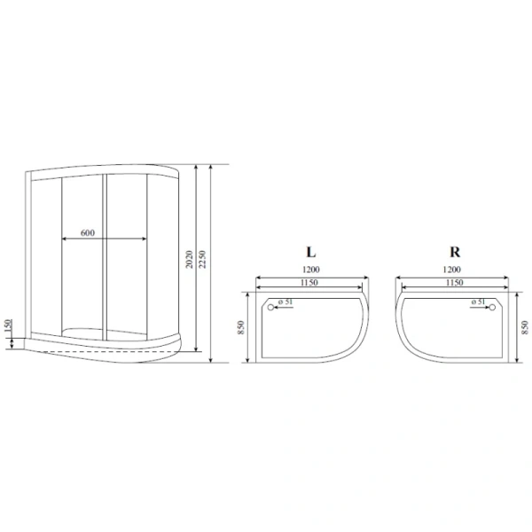 душевая кабина timo standart t-1102 p l