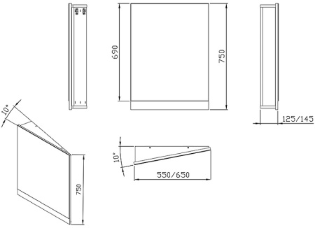 Зеркало Ravak 10° 65 L X000001076 угловое Белый глянец