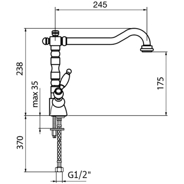 смеситель для кухни webert kitchen dorian do780102010 цвет золото