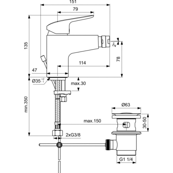 смеситель для биде ideal standard ceraflex b1718aa