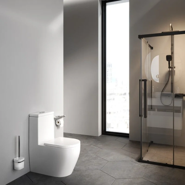 унитаз-моноблок напольный am.pm func c8f8900sc безободковый, с микролифтом, глянцевый белый