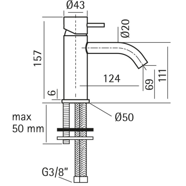 смеситель для раковины cisal xion xi000544d1