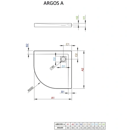 душевой поддон 90×90 см radaway argos a 4aa99-01