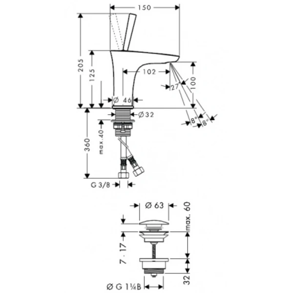 смеситель для раковины hansgrohe puravida 15075400