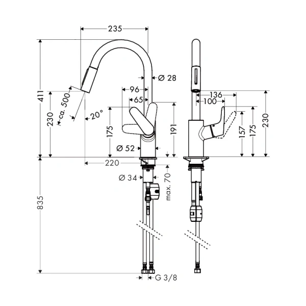 смеситель для кухни hansgrohe focus m41 31815800