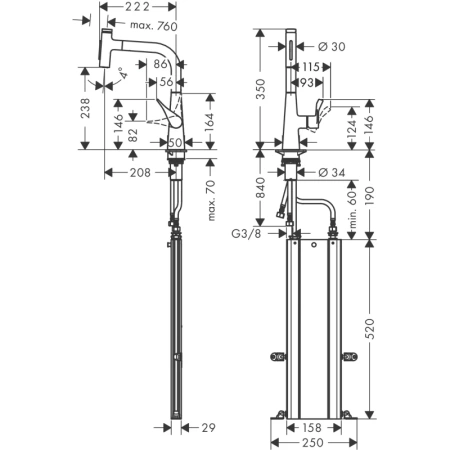 смеситель для кухни hansgrohe metris select m71 73817000