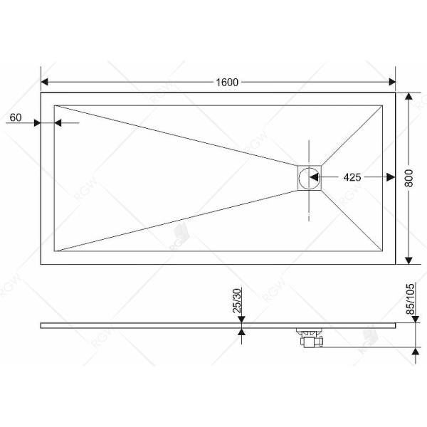 душевой поддон из искусственного камня rgw stone tray st-de 160x80 16152816-13 пустыня