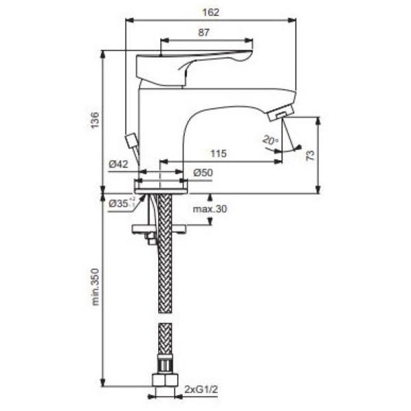 смеситель для раковины без донного клапана vidima wave ba413aa