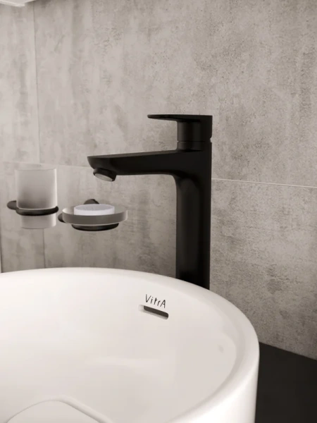 смеситель vitra flow soft a4301036exp для раковины, матовый черный смеситель vitra flow soft a4301036exp для раковины, матовый черный