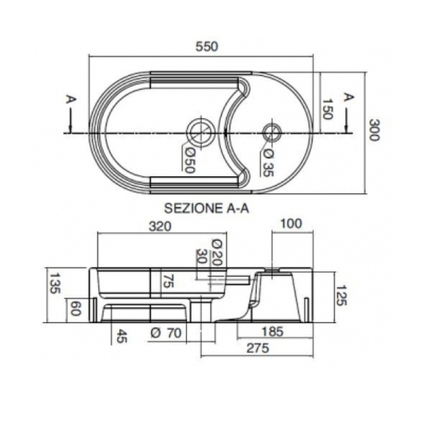 раковина scarabeo seventy 55 8094 белая