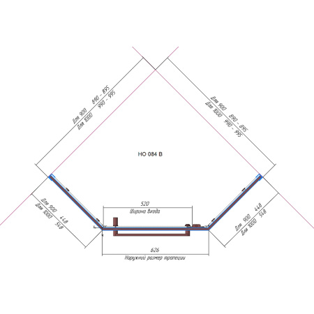 душевой уголок rgw hotel ho-084b 90х90 350608499-24 профиль черный стекло матовое-сатинат