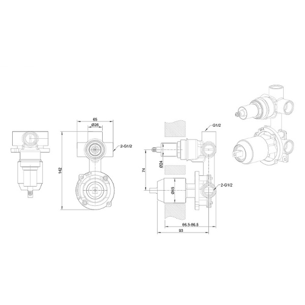 скрытая часть для смесителя bravat built-in d969cp-b-rus g 1/2