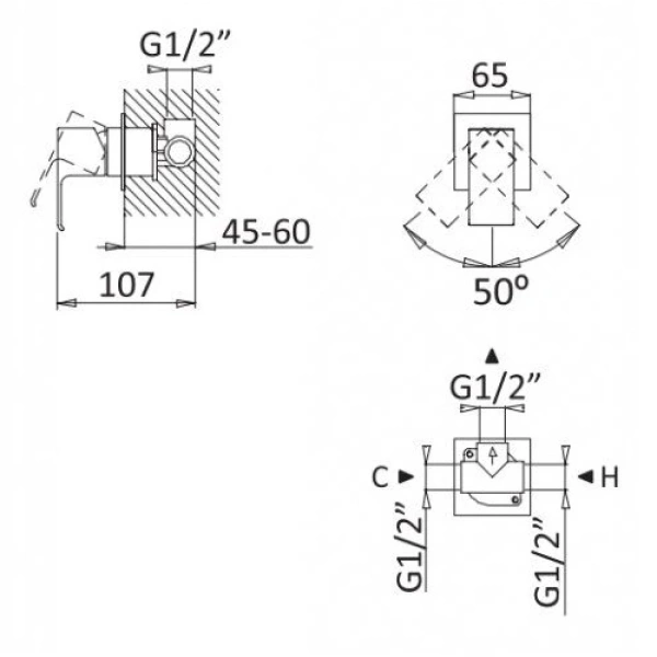 смеситель для душа cezares porta porta-dim-01 хром