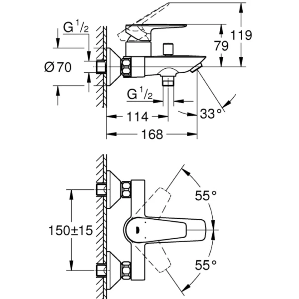 смеситель для ванны grohe bauedge new 23604001