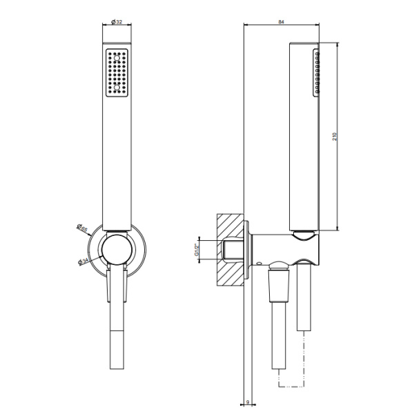 gessi gessi inciso душевой комплект, вывод, держатель, шланг 150см., и душевая лейка, цвет: brushed brass pvd
