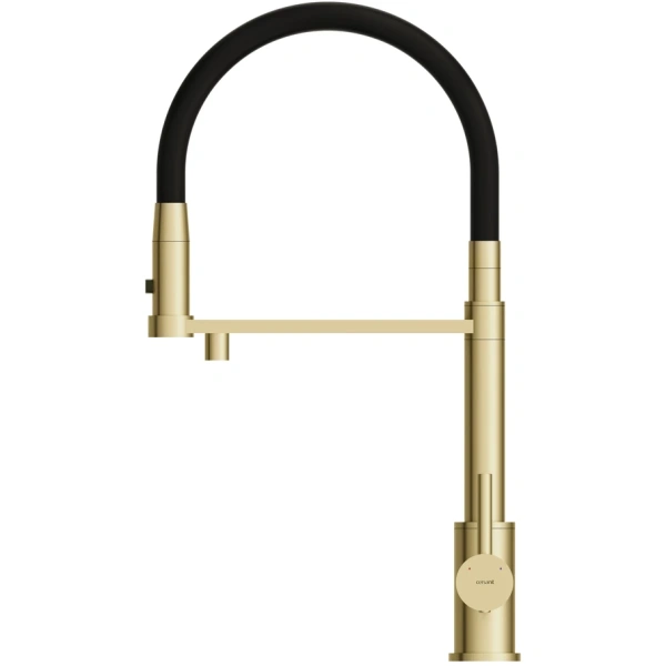 смеситель для кухни cersanit zen a68251 с подключением к фильтру, гибким изливом, золотой матовый/черный