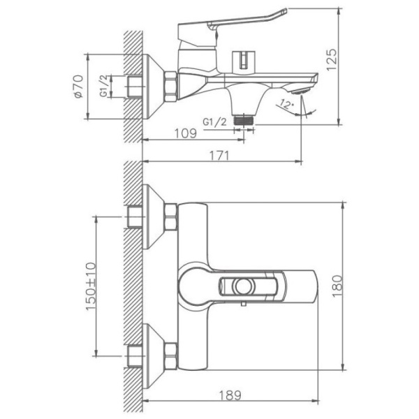 смеситель для ванны haiba hb60556 цвет хром