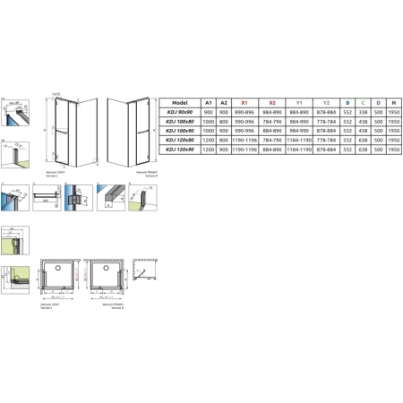 душевой уголок radaway carena kdj 100r*90 134444-01-01nr прозрачное