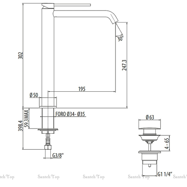 смеситель для раковины gattoni circle two 9148/91no высокий, черный матовый
