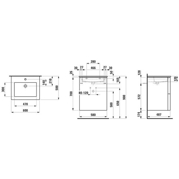тумба с раковиной laufen kartell 8.6033.3.640.104.1 60 см подвесная, цвет: белый матовый