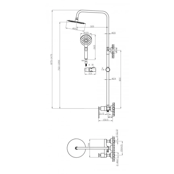 душевая система cezares momento momento-cd-01 хром