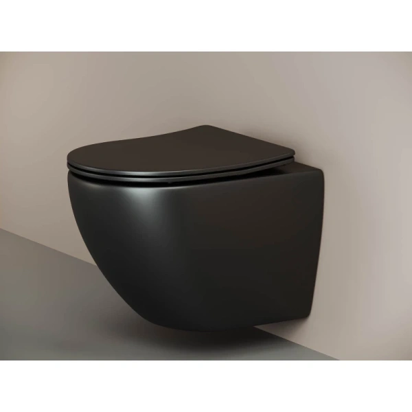 унитаз ceramicanova metropol cn4002mb подвесной, с сиденьем микролифт, черный