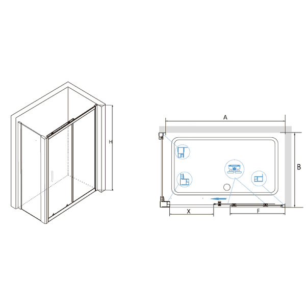 душевой уголок rgw classic cl-48-1 160x100 320948106-011 профиль хром стекло прозрачное