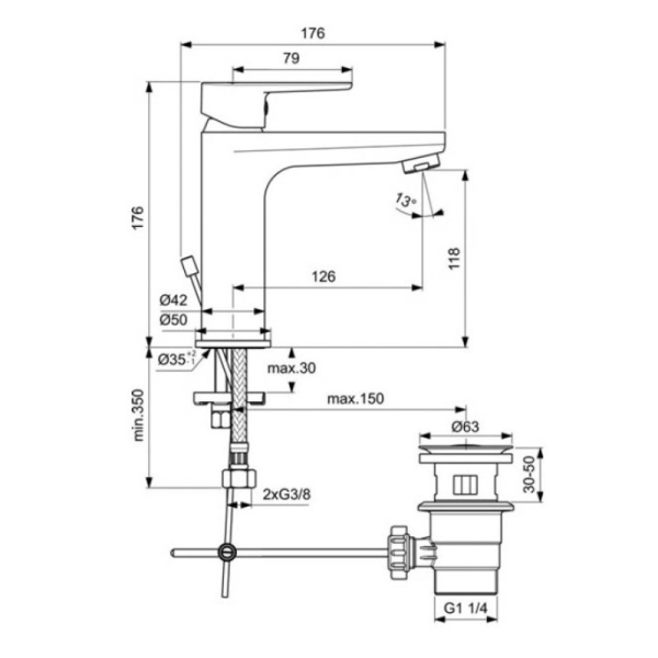 смеситель для раковины ideal standard cerafine model o bc496aa