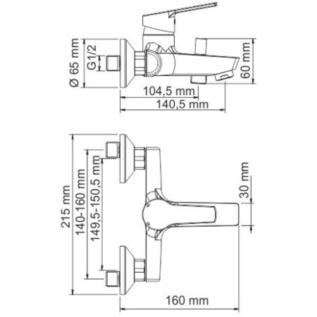 смеситель для ванны с душем wasserkraft rhin 4401 цвет хром