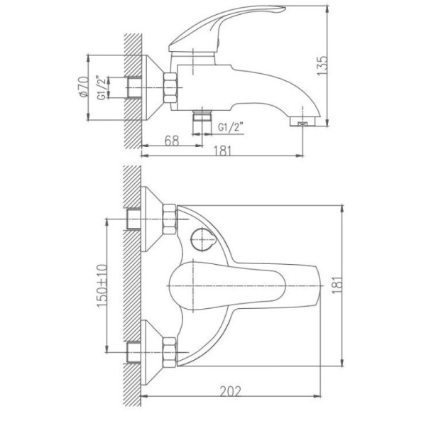 смеситель для ванны haiba hb3221 цвет хром