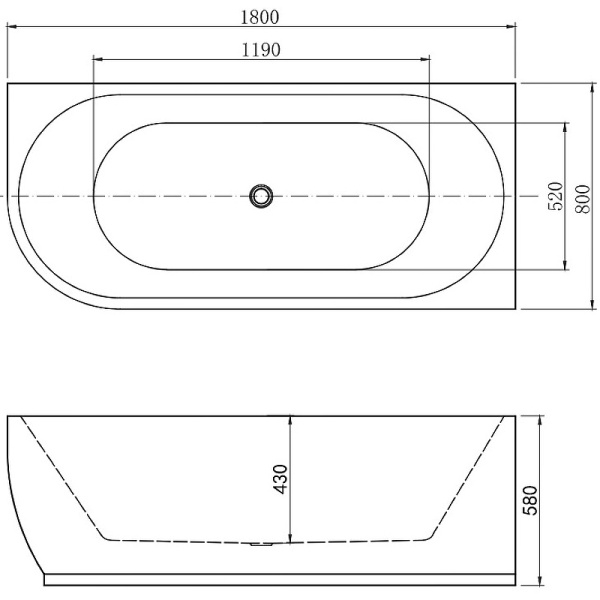 акриловая ванна aquanet elegant b 180х80 260055, цвет белый матовый