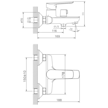 смеситель для ванны haiba hb60198 цвет хром