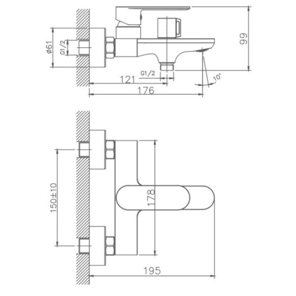 смеситель для ванны haiba hb60590-7 цвет черный