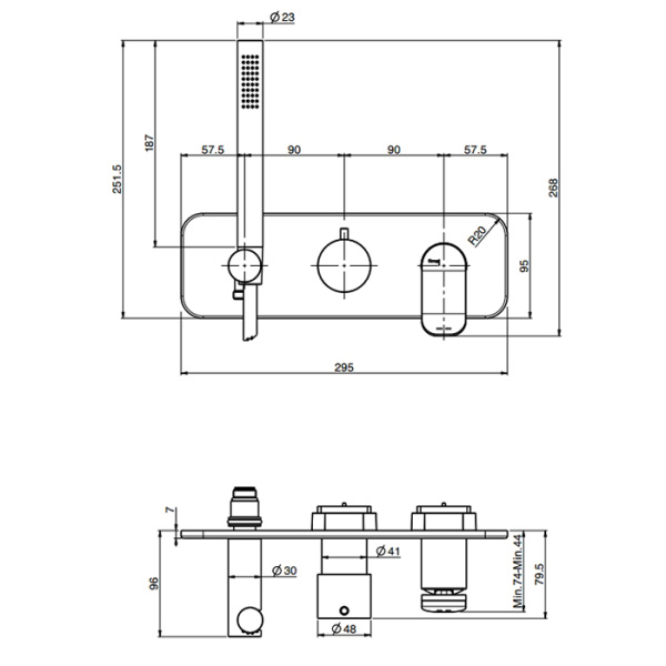 смеситель fima|carlo frattini flo f3819wx2or для душа, встраиваемый, с ручным душем, с переключатем на 2 выхода, золото