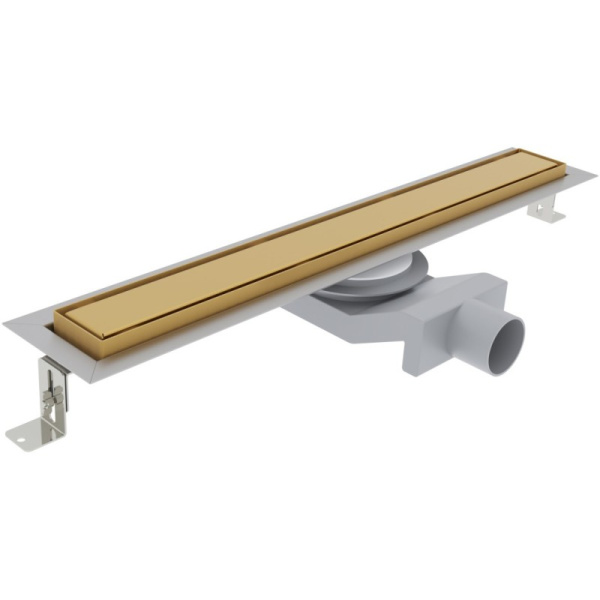 душевой трап (лоток) plumberia selection in-tile pst100ob 95,8 см, с решеткой, 2 в 1 под плитку, золотой матовый
