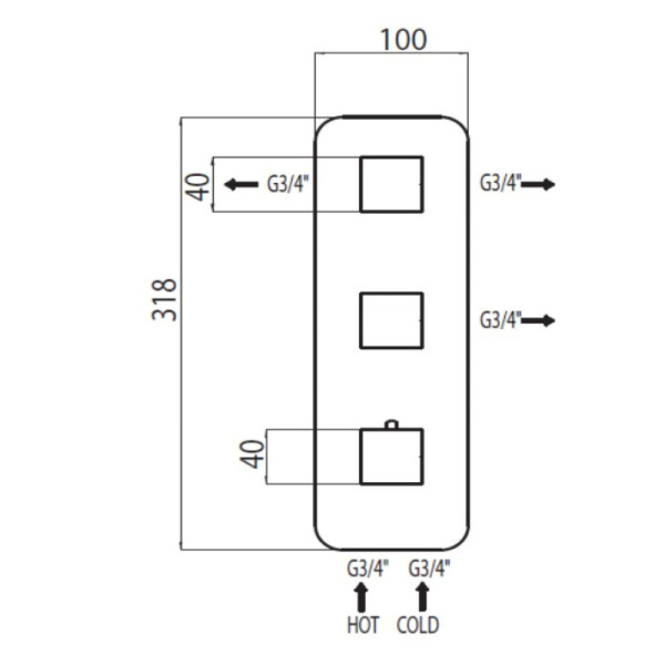 скрытая часть для смесителя bossini 3 outlets z030203000 g 3/4