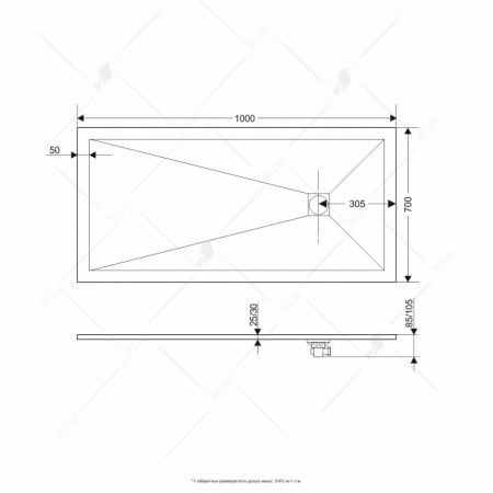 душевой поддон из искусственного камня rgw stt st-0138g 80x130x2,5 серый