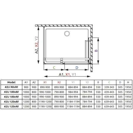 душевой уголок radaway carena kdj 100 r×90 коричневое