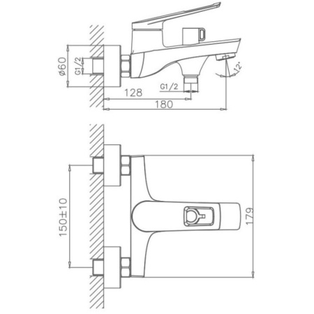 смеситель для ванны haiba hb60595 цвет хром