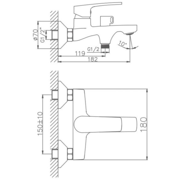 смеситель для ванны haiba hb60587 цвет хром