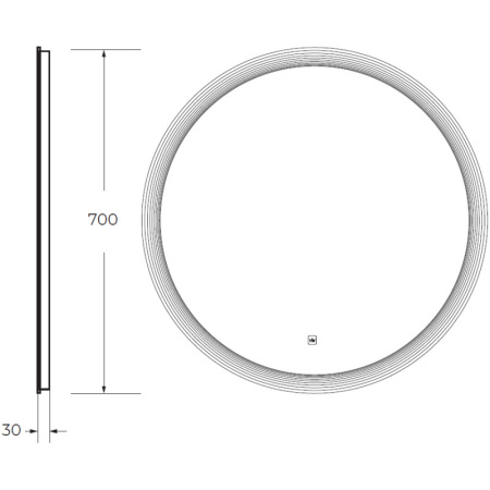 Зеркало 70x70 Cezares Eco CZR-SPC-ECO-700-LED-TCH