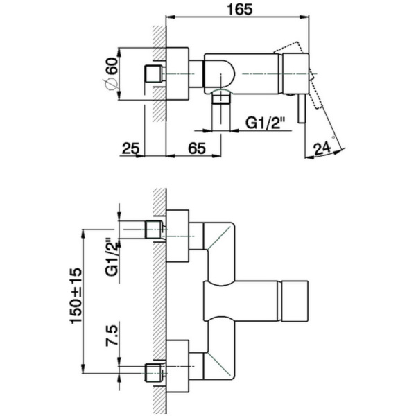 смеситель для душа cisal less minimal lm00042021