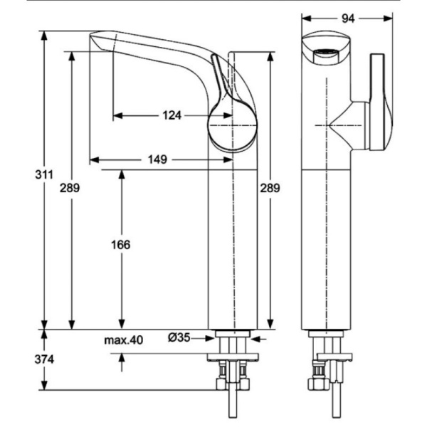 смеситель для раковины ideal standard melange a4266aa