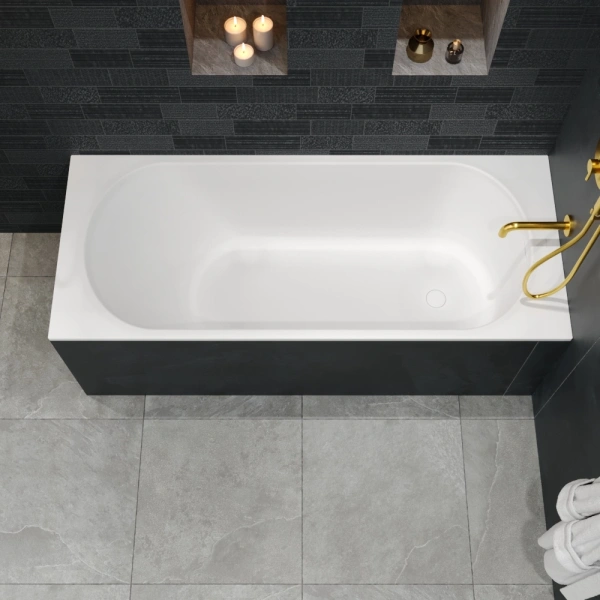 ванна whitecross gin 0217.170070.200 встраиваемая, с регулируемыми ножками и сифоном, композит, 170х70 см, белая матовая