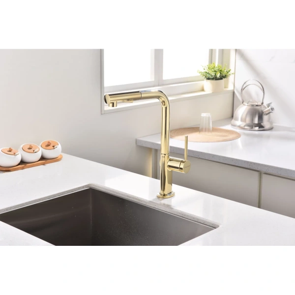 смеситель для кухни paulmark neo ne214419-g, цвет золото