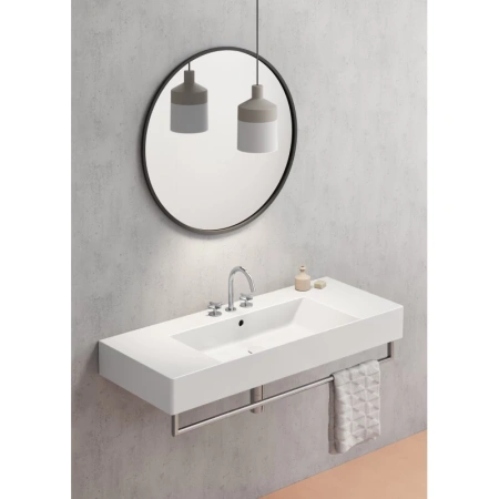 раковина gsi kube x 9452111 подвесная, 120x47 см, bianco lucido (белый глянец)