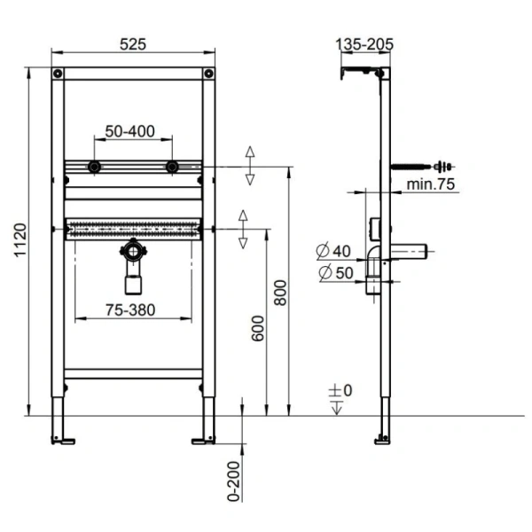 монтажный элемент для раковины villeroy & boch viconnect 92214900